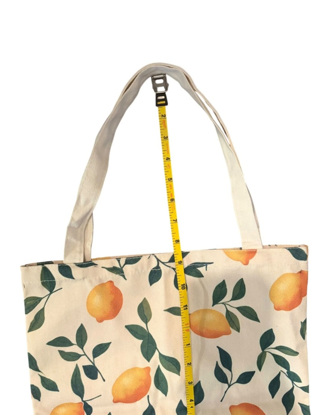 Lemon Print Canvas Tote Bag, Citrus Market Shopper Reusable NWOT - Picture 6 of 6